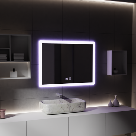 Oglinda LED Rentagulara, 80x60cm, Touch VENERA , Sistem Dezaburire,Dimabila