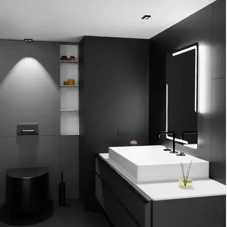 Oglinda LED Rectangulara, 60x80cm, Rayonnement MotionGlow Marcello, Sistem Dezaburire, Ceas & Termometru, Dimabila