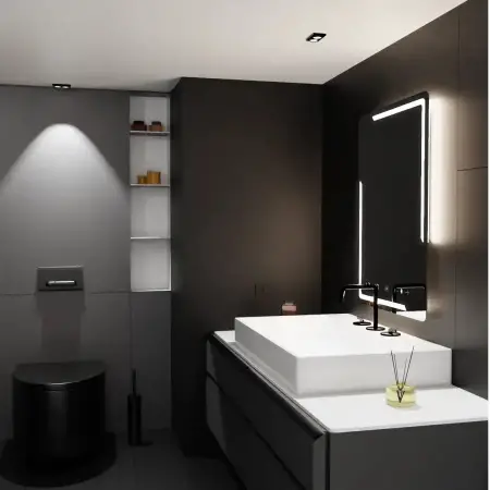 Oglinda LED Rectangulara, 60x80cm, Rayonnement MotionGlow Marcello, Sistem Dezaburire, Ceas & Termometru, Dimabila