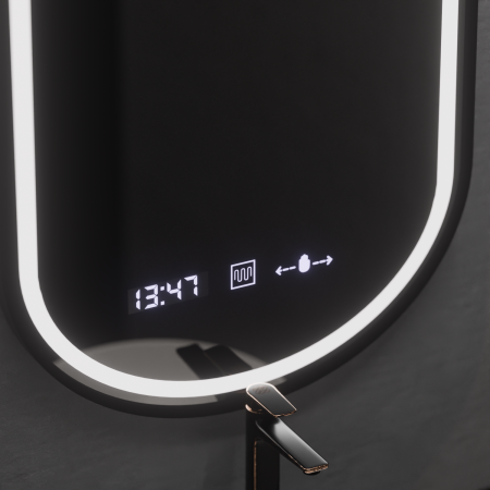 Oglinda LED Ovala, 50x80cm, Alessia MotionGlow Marcello, Sistem Dezaburire, Ceas & Termometru, Dimabila