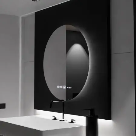 Oglinda LED Rotunda, 80cm, Serenite MotionGlow Marcello, Sistem Dezaburire, Ceas & Termometru, Dimabila