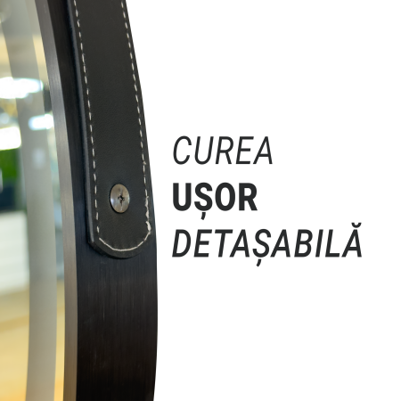 Oglinda LED Rotunda, 11W, 60cm, Micah Senzor MotionGlow Marcello, Sistem Dezaburire, Ceas & Termometru, Lupa Cosmetica, Dimabila