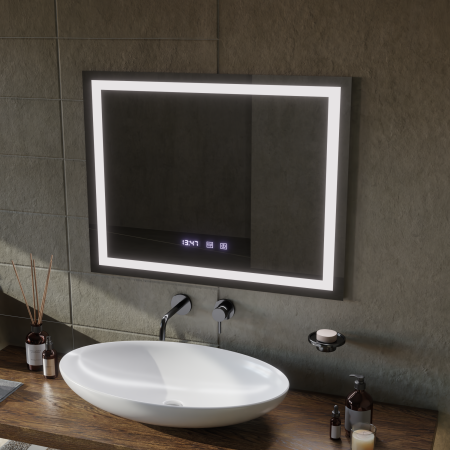 Oglinda LED Touch MODENA Sistem Dezaburire, Ceas Si Temperatura 80x60 Cm