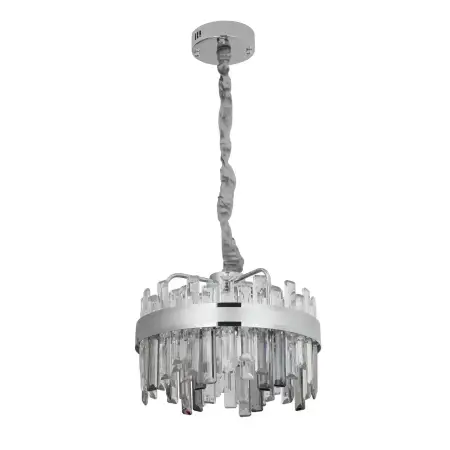 Candelabru LED Cristal Cu Telecomanda Miguel 92W Dimabil Argintiu