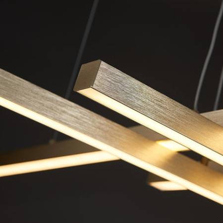 Lustra LED Suspendata Cu Telecomanda GINEVRA 31W, 5 Elemente, Lumina Rece/Calda/Neutra, Auriu