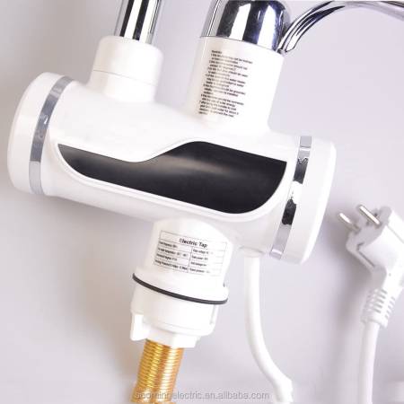 Robinet Electric Cu Incalzire Instantanee A Apei, Afisaj Temperatura LED, Orizontal Cu Montaj Pe Chiuveta/Cada, Putere 3000 W, Apa Calda 30°C-60°C, Alb, Z007XDT