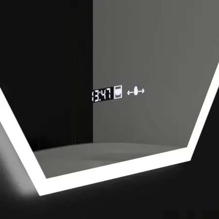 Oglinda LED Poligon, 60X80cm, Hexaluce Senzor MotionGlow Marcello, Sistem Dezaburire, Ceas & Termometru, Dimabila