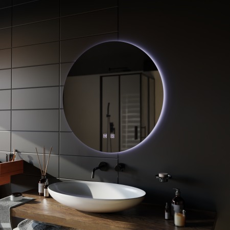 Oglinda LED Rotunda, 12W, 50cm, Isolda,Touch, Sistem Dezaburire, Lumina Rece 6000k
