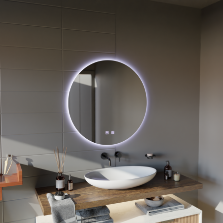 Oglinda LED Rotunda, 12W, 50cm, Isolda,Touch, Sistem Dezaburire, Lumina Rece 6000k