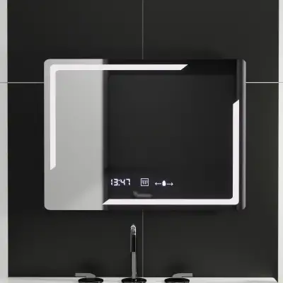 Oglinda LED Rectangulara, 80x60cm, Rayonnement MotionGlow Marcello, Sistem Dezaburire, Ceas & Termometru, Dimabila