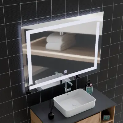 Oglinda LED Giga, 80x60cm, Argintiu, Touch, Lumina 6000K