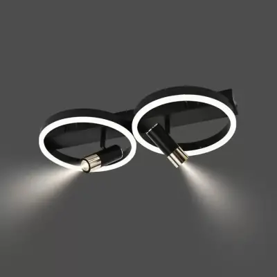 Lustra LED Cu Proiector Reglabil Si Telecomanda RUBEN 34W, 2 Cercuri, Lumina Rece/Calda/Neutra, Dimabila, Negru