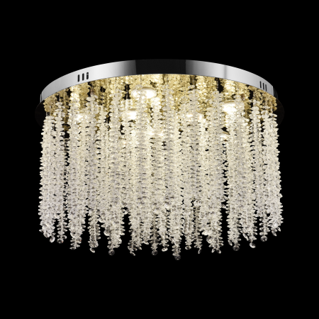 Candelabru LED Cristal LLC215/550WH Rotund, 30W, Lumina Rece/Calda/Neutra, Cristal, Auriu