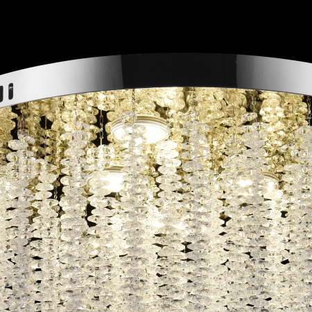 Candelabru LED Cristal LLC215/550WH Rotund, 30W, Lumina Rece/Calda/Neutra, Cristal, Auriu