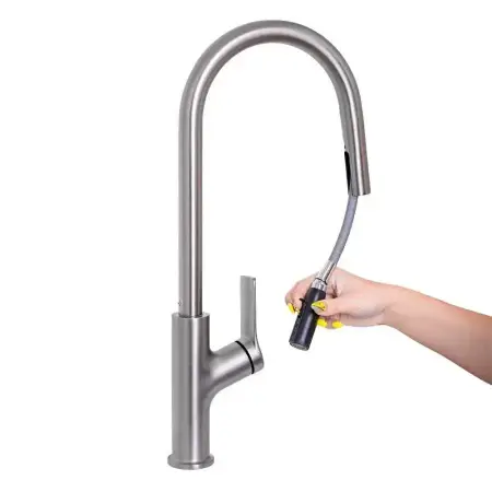 Baterie Bucatarie Cu Dus Extractibil, Inox SUS304, Satinat, FJ5542