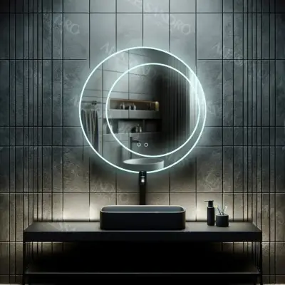 Oglinda LED Rotunda, 60cm, Feronia Touch, Sistem Dezaburire, Dimabila
