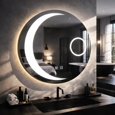 Oglinda LED Rotunda, 80cm, Orbis Touch, Sistem Dezaburire, Dimabila, E31S/80X80