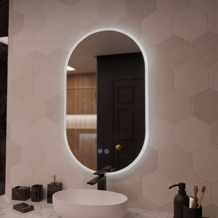Oglinda LED Ovala 60x80cm Llexort, Touch, Sistem Dezaburire, Dimabila