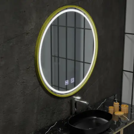 Oglinda LED Rotunda, 60cm, Glanz Touch, Sistem Dezaburire, Dimabila