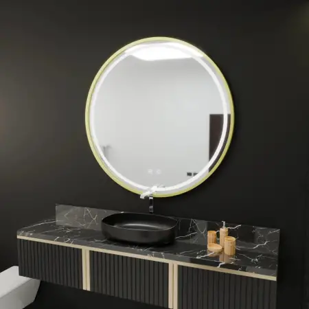 Oglinda LED Rotunda, 60cm, Glanz Touch, Sistem Dezaburire, Dimabila