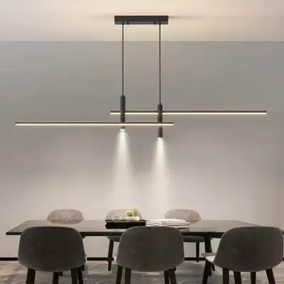 Lustra LED Suspendata RINA 50W, Liniara, Lumina Rece/Calda/Neutra, Negru, Inaltime Reglabila