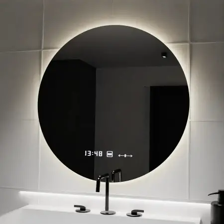 Oglinda LED Rotunda, 70cm, Serenite MotionGlow Marcello, Sistem Dezaburire, Ceas & Termometru, Dimabila