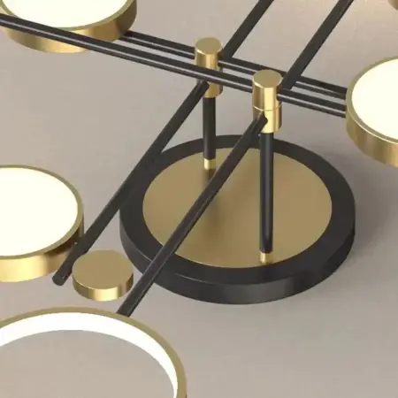 Lustra LED Cu Telecomanda GRUPCES 152W, 8 Elemente, Lumina Rece/Calda/Neutra, Dimabila, Auriu Negru