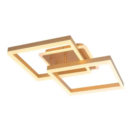 Lustra LED Cu Telecomanda ARWEN 142W, 2 Patrate, Lumina Rece/Calda/Neutra, Dimabila, Auriu