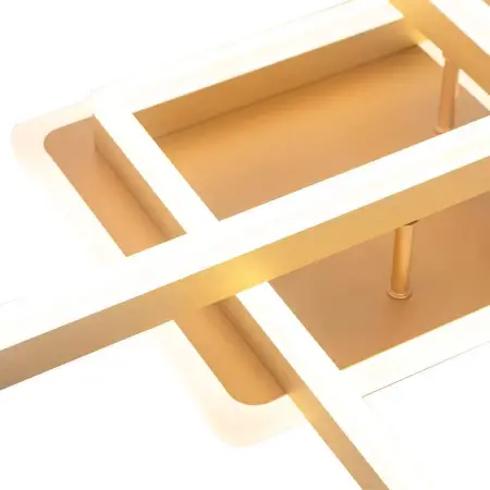 Lustra LED Cu Telecomanda ARWEN 142W, 2 Patrate, Lumina Rece/Calda/Neutra, Dimabila, Auriu