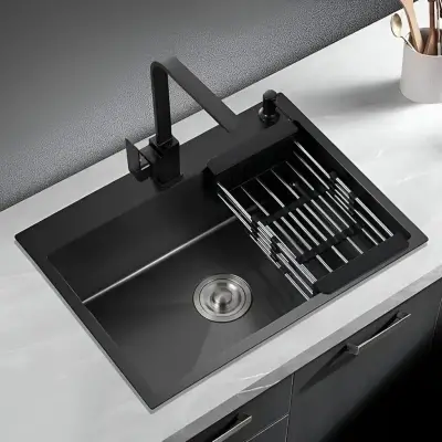 Chiuveta Bucatarie Inox 75x40x21 Cm Negru Grafit