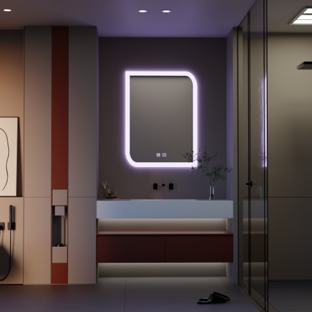 Oglinda LED CLARIVO Dreptunghiulara, 14W, 60X80cm, Touch, Sistem Dezaburire
