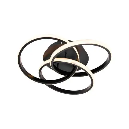 Lustra LED Cu Telecomanda VECTOR VORTEX 96W, 3 Elemente, Lumina Rece/Calda/Neutra, Dimabila, Negru