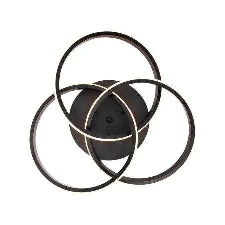 Lustra LED Cu Telecomanda VECTOR VORTEX 96W, 3 Elemente, Lumina Rece/Calda/Neutra, Dimabila, Negru