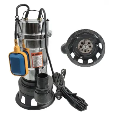 Pompa pentru apa murdara DDT , cu plutitor si tocator , 3000 W , Adancime evacuare maxim 8 Metri, corp inox+ Furtun pompier, 20 metri, 2 toli,
